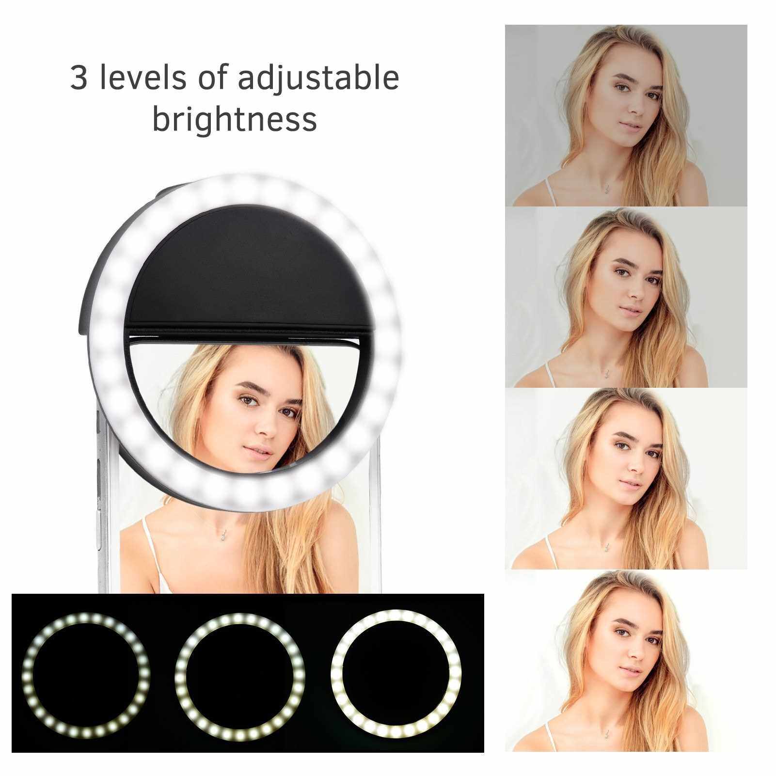 Mini Selfie Ring Light Led Circle Clip On Ring Light Rechargeable