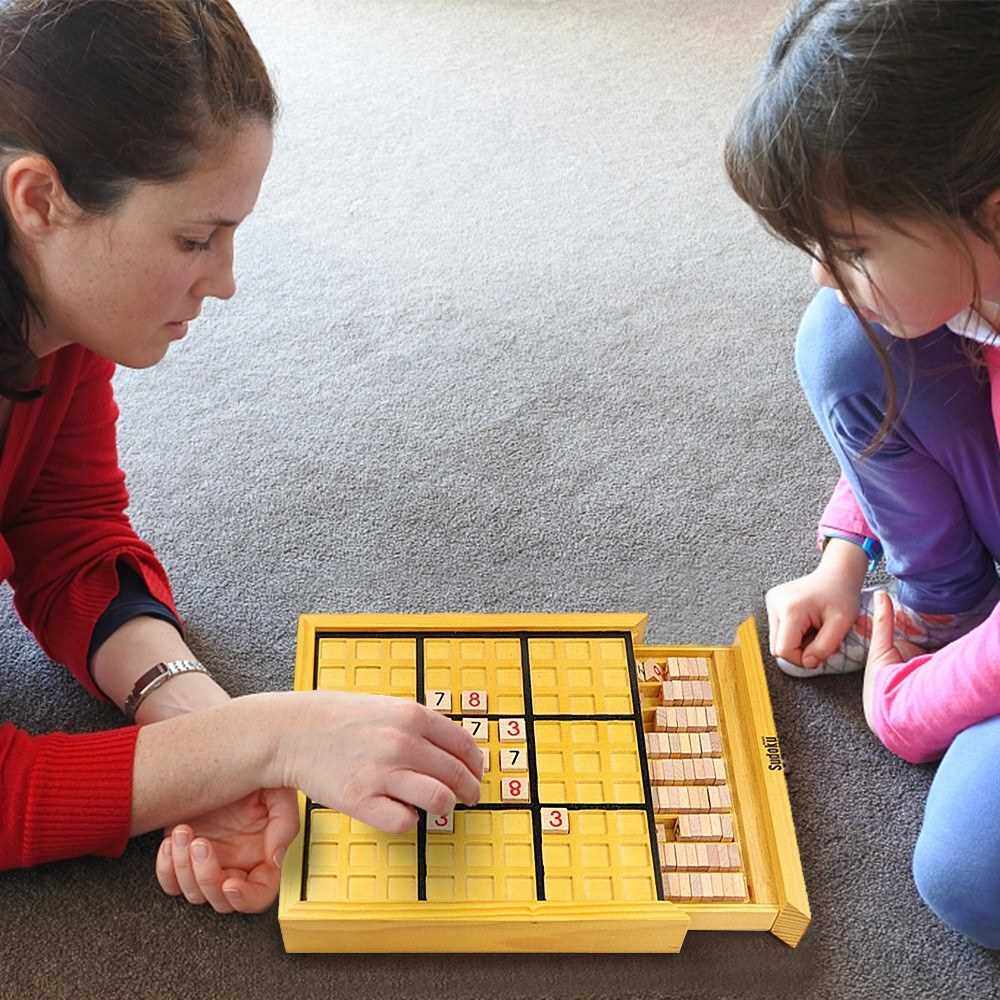 Wooden Sudoku Board Game With Drawer Wood Sudoku Puzzle Game Set Math