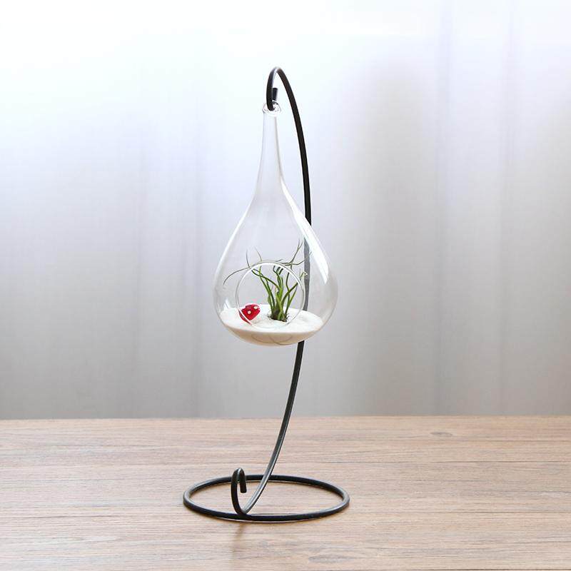 Loviver Clear Glass Hanging Teardrop Air Plant Terrariums Pot