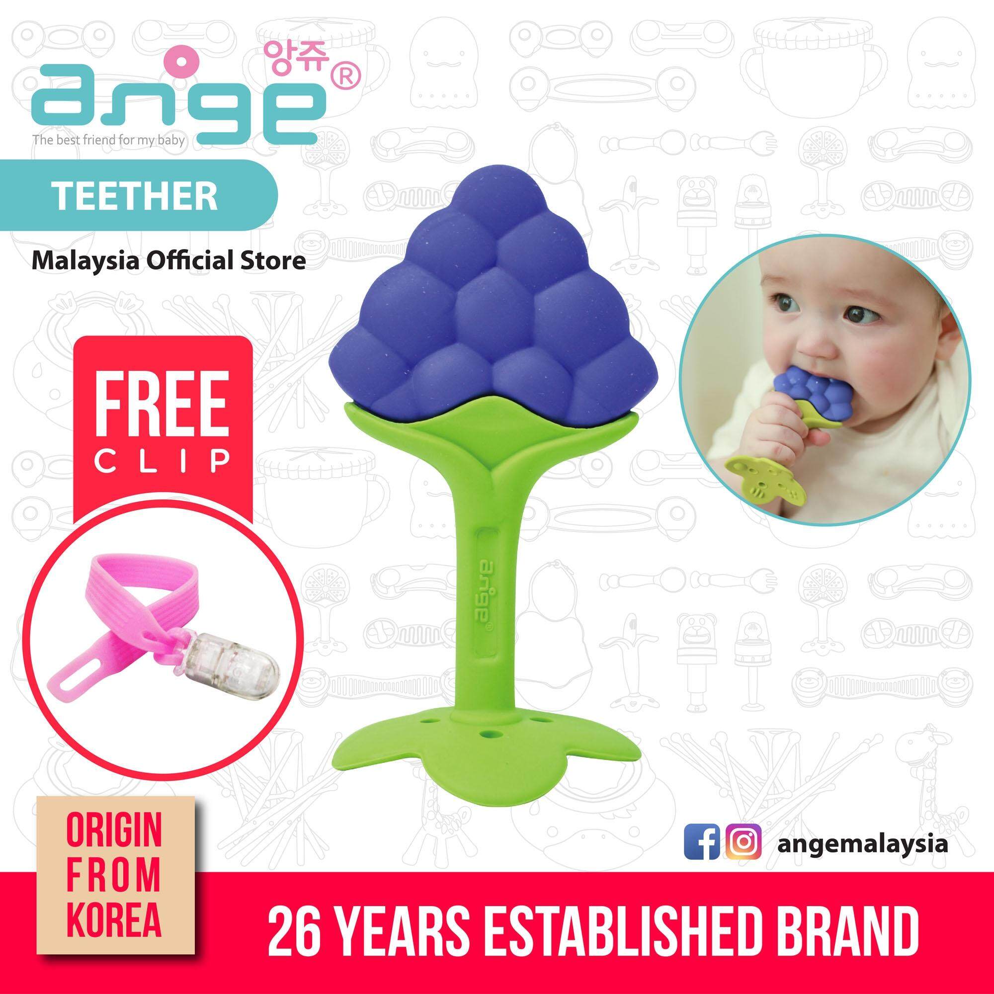 Korea Ange Grape Teether with Soft Sensory BPA Free Silicone & Clip
