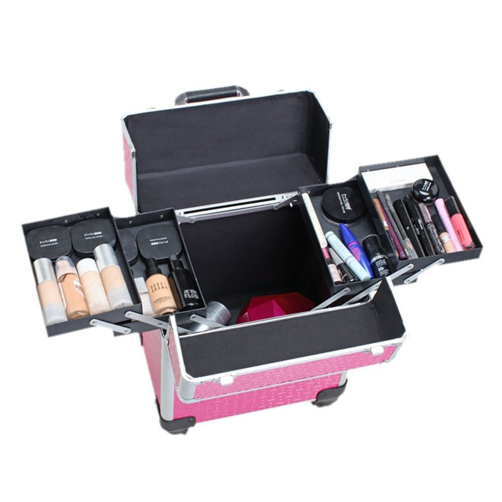 GTE Professional Makeup Artist Tool Box 4Wheels Aluminium