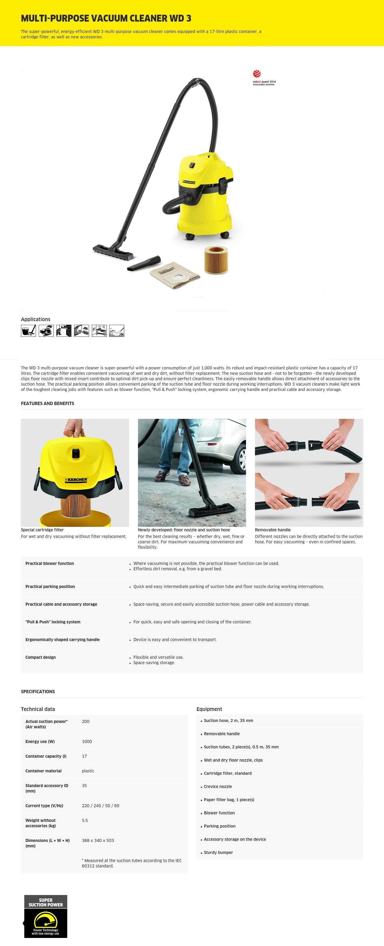 Karcher MultiPurpose Wet and Dry Vacuum Cleaner WD3 Lazada