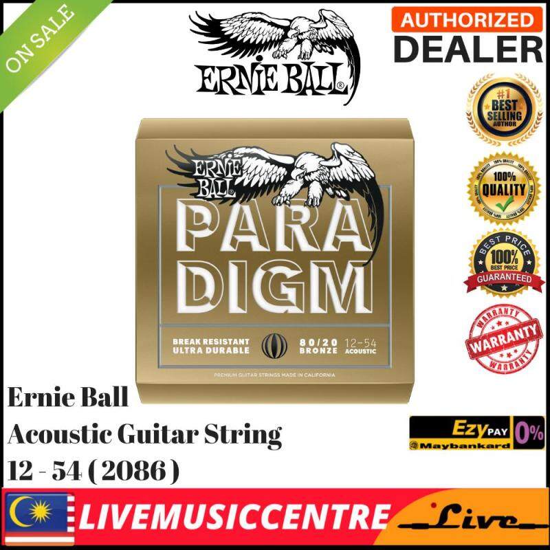 Ernie Ball 2086 Acoustic GUITAR Strings Paradigm 80/20 Bronze Medium Light, 12-54 EB2086 Malaysia