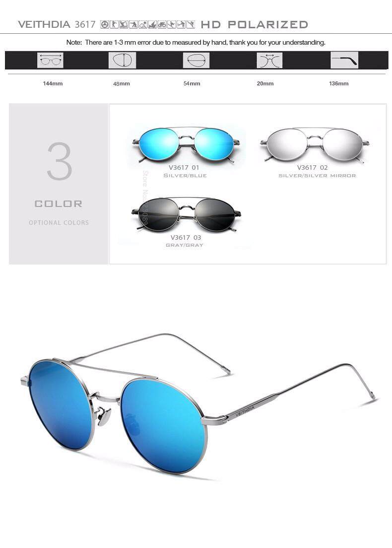 VEITHDIA Brand Designer Fashion Unisex Sun Glasses Polarized Coating Mirror Sunglasses Round Male Eyewear For