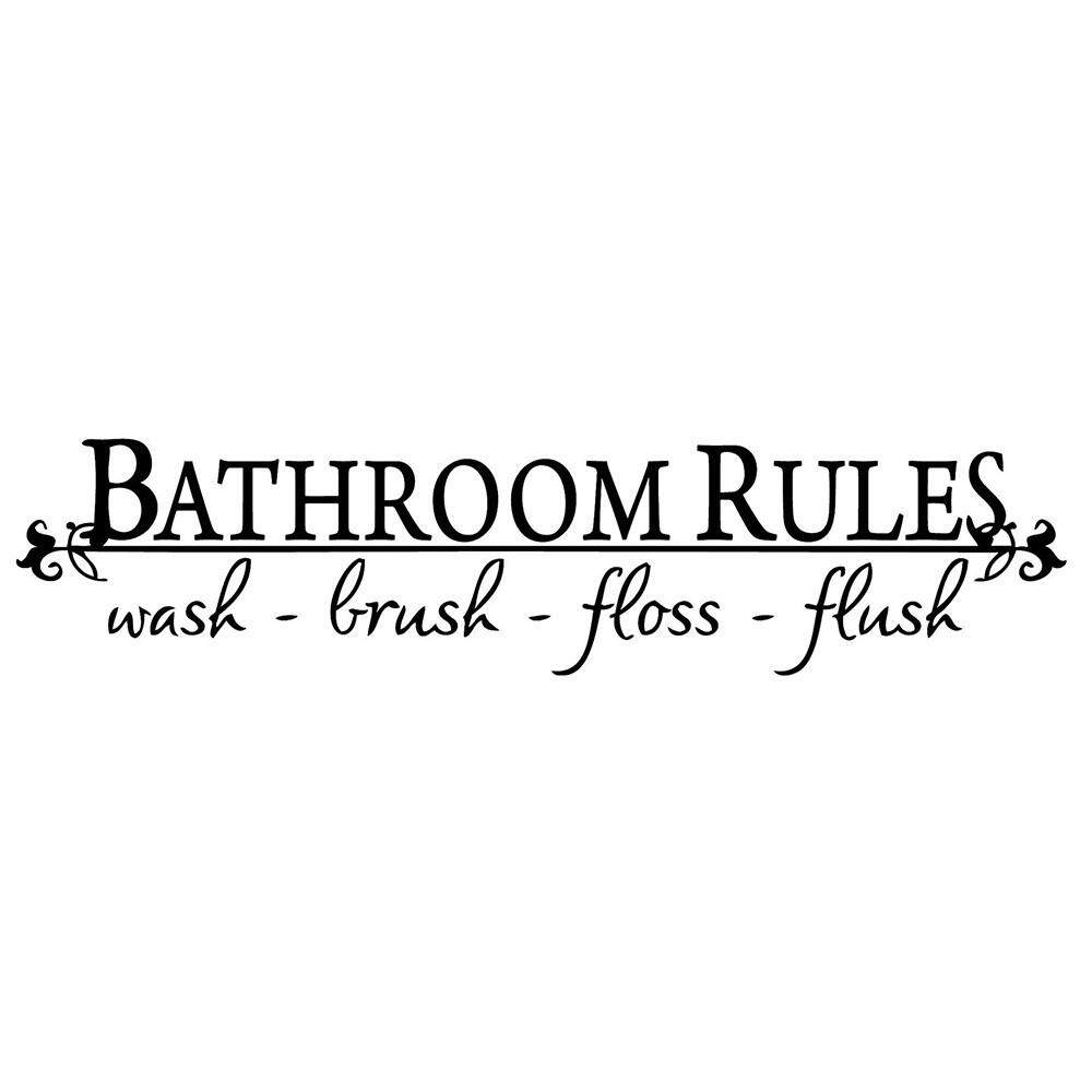 Quote Words Removable Home Art Waterproof Wall Sticker /"Bathroom Rules/" Decal