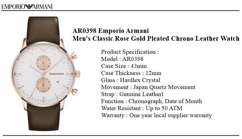Classic Rose Gold Chrono Watch AR0398 