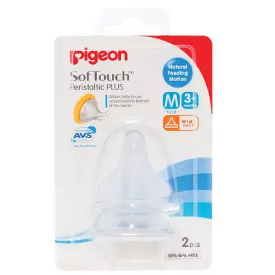 Pigeon Peristaltic Plus Soft Touch Wide Neck Teat / Nipple M Size ( 2pcs )