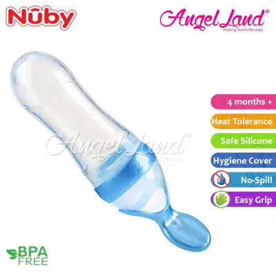 Nuby Garden Fresh Silicone Squeeze Feeder with 2 Spoon PP Cover (4m+) NB5459 (Random Colour)