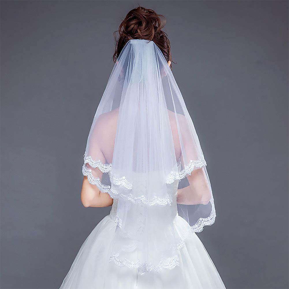 2T Crystal White Ivory Wedding Veils Cathedral Beaded Edge Comb Bridal Veil