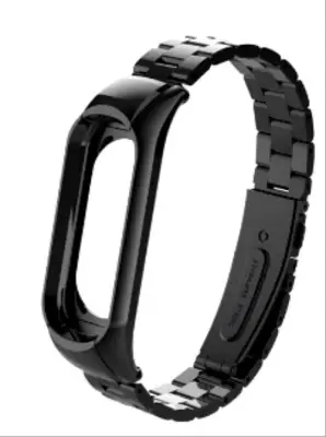 Stainless Steel Luxury Wrist Strap For Xiaomi Mi Band 3 & M3 Smart Fitness Tracker (Black)