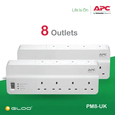 (Twin Pack) APC Essential SurgeArrest 8 outlets 230V UK PM8-UK - White