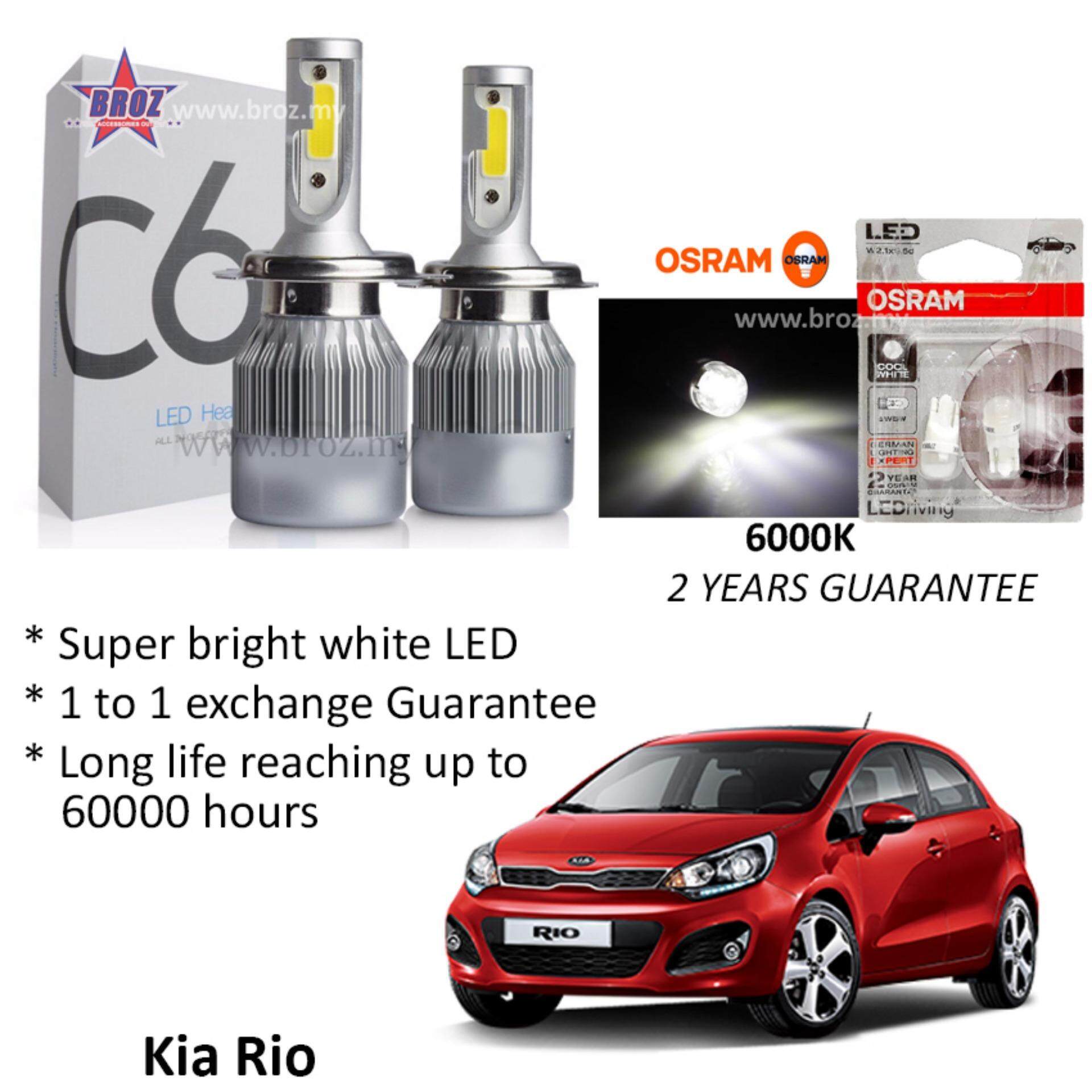 LED Headlight Kit H4 9003 White 6000K Hi/Lo CREE Bulb for KIA Rio Rio5 2001-2017