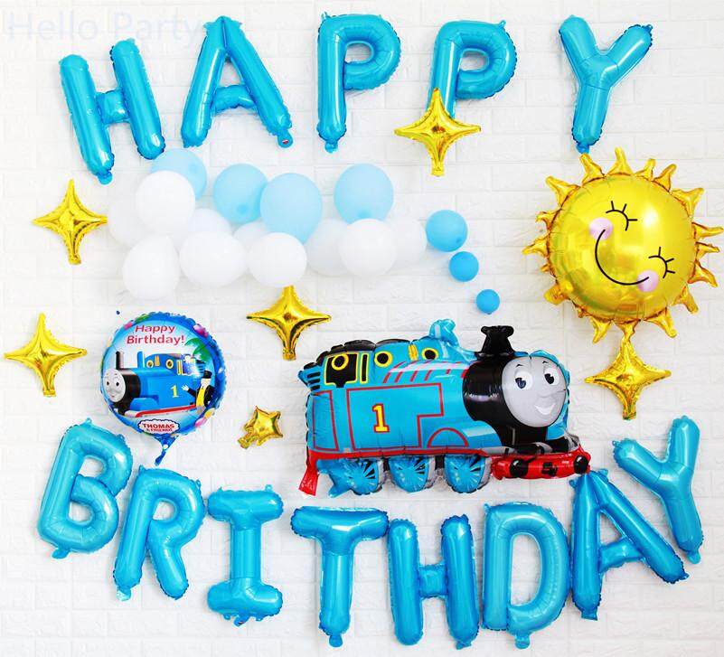 1 Set Letter Foil Balloon Happy Birthday Balloons Thomas Train