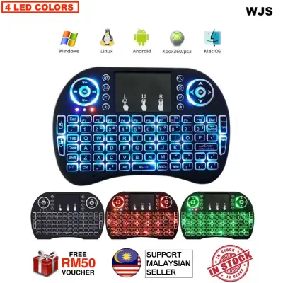 (FREE KEYBOARD BATTERY) WJS I8 Mini 2.4Ghz Wireless Touchpad Keyboard With Mouse For Pc, Tablets, Xbox, Playstation, Google Android Tv Box, Htpc, Iptv (Black) [FREE RM50 VOUCHER]