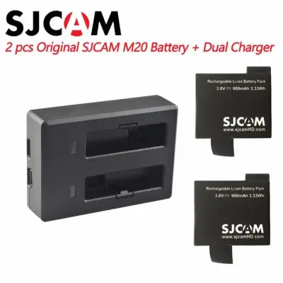 GENIUNE SJCAM M20 2pcs Rechargeable 900mAh Li-ion Battery + Dual Battery Charging Dock