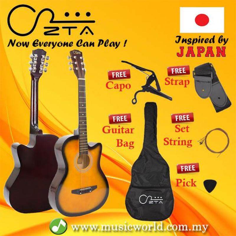 ZTA 38 Inch Acoustic Guitar Sunburst Cutaway Starter Pack Folk Guitar Bundle Malaysia