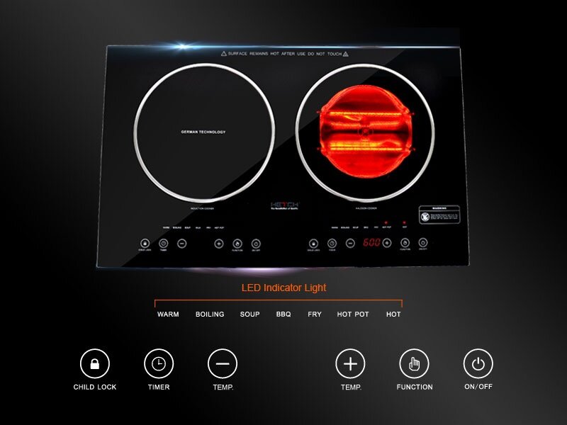 HETCH 2 in 1 Induction + Halogen Cooker 1500W + 1600W (SIRIM Certified