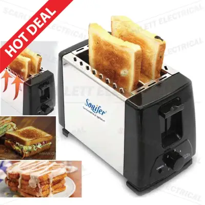 Stainless Steel 2 Slices Pop Up Toaster Bread Automatic Grill Machine
