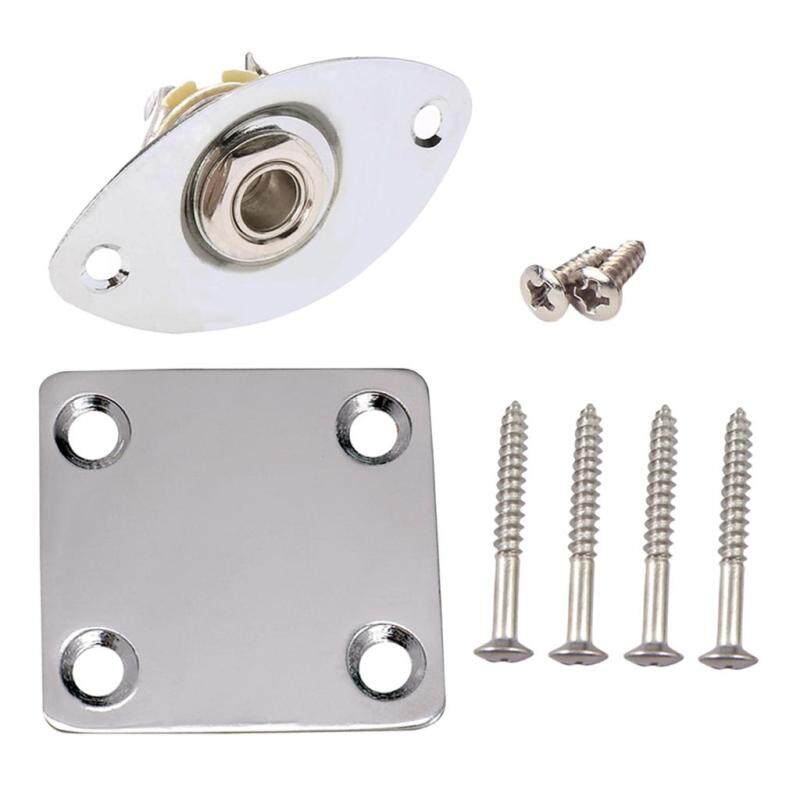 BolehDeals 1/4 Oval Indented Guitar Jack Plate Socket with Neck Plate for Strat Tele Malaysia