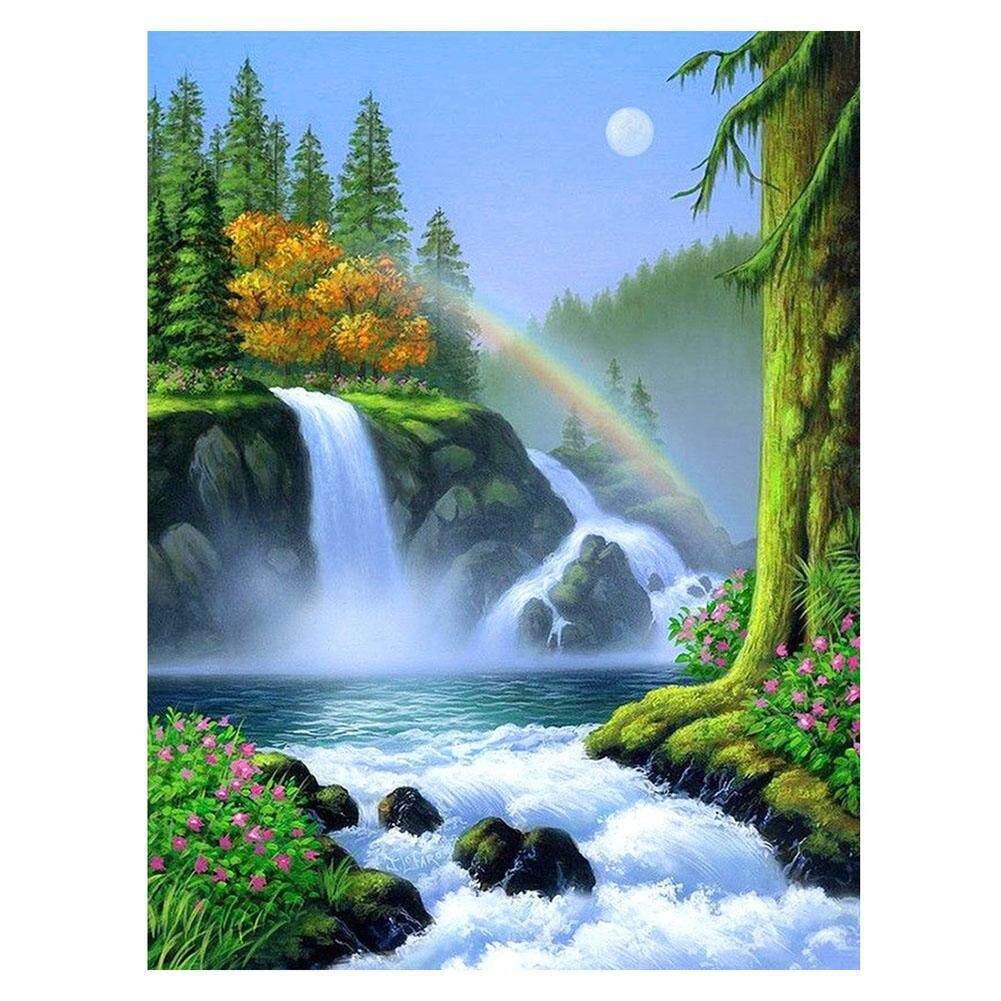 Alloyseedtechdiy Rainbow Air Terjun 5d Lukisan Berlian Menyulam