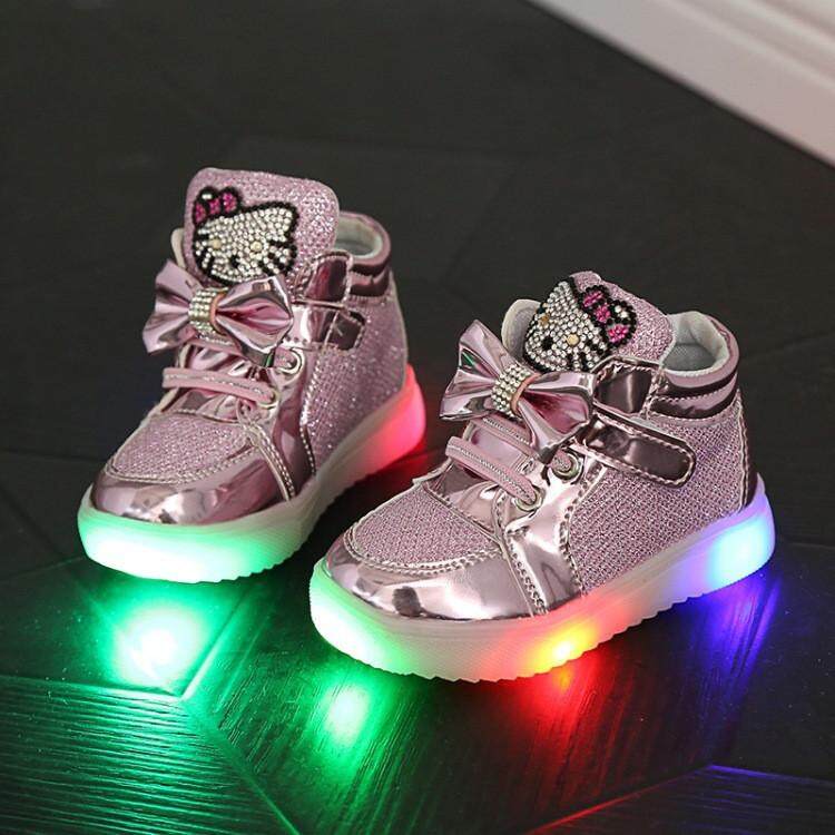 Bé gái Giày Bé Gái Công Chúa Giày Trẻ Em có Đèn Cho Bé Móc Vòng LED Giày Trẻ Em Sáng đèn Phát Sáng Giày  -quốc tế