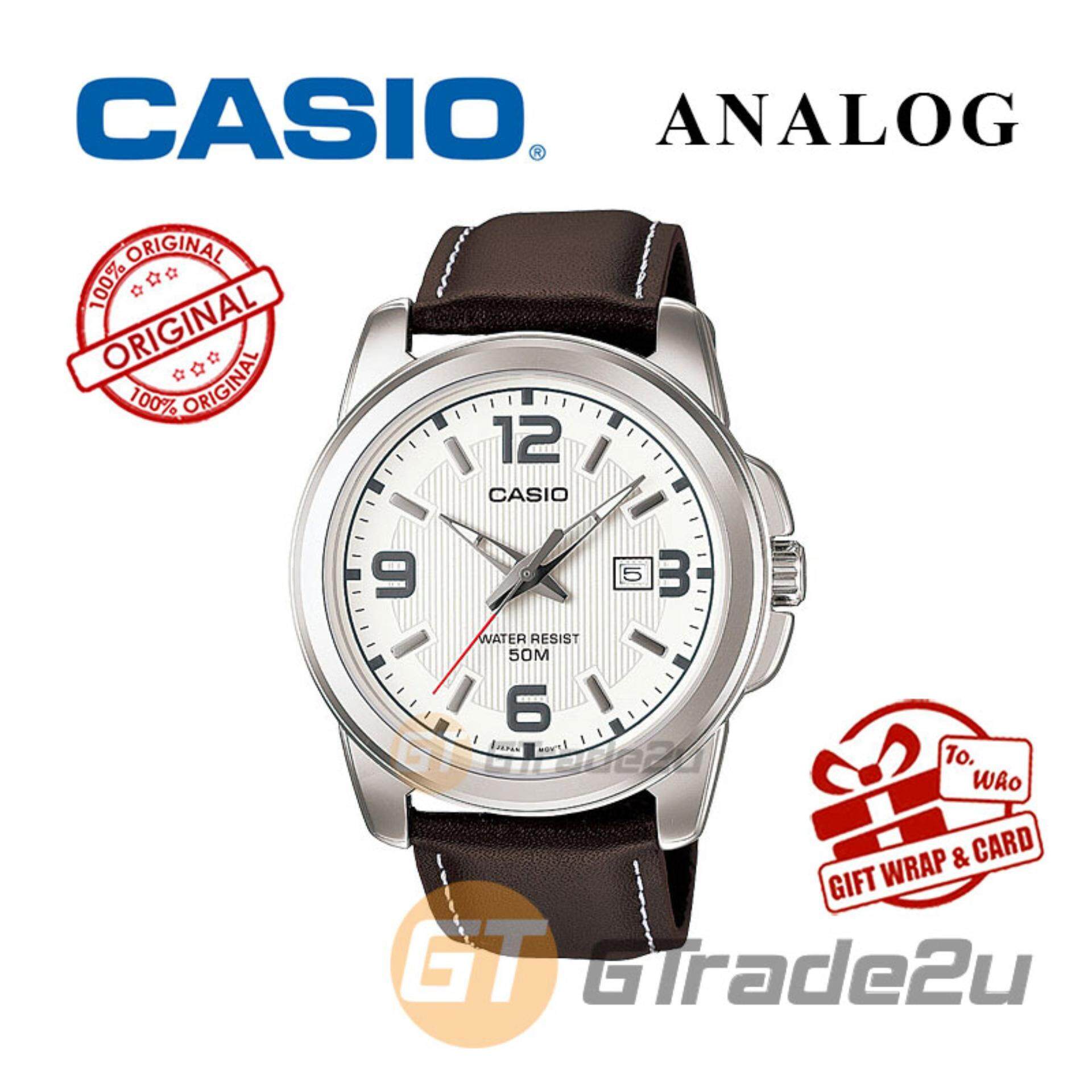 standard mtp-1314l-7av analog mens watch - date display wr50m