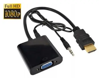 1080P HDMI to VGA Video Converter Adapter Cable With Audio Support