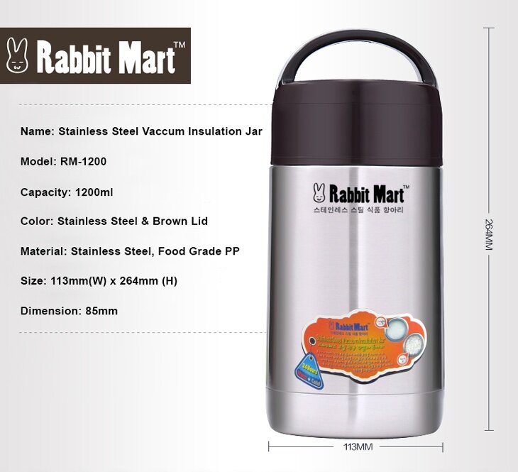 RABBIT MART 1200 ML Stainless Steel 