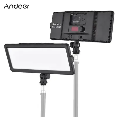 Andoer CM-280D CRI93 Super Slim L-ED Video Light Panel 3200K-5600K Bi-Color Dimmable Brightness with Cold Shoe Mount for Canon Nikon Sony DSLR Camera
