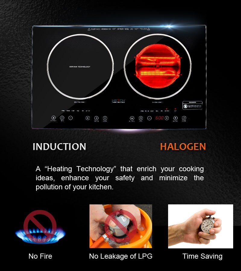 HETCH 2 in 1 Induction + Halogen Cooker 1500W + 1600W (SIRIM Certified