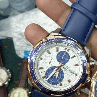 casio edifice blue leather strap