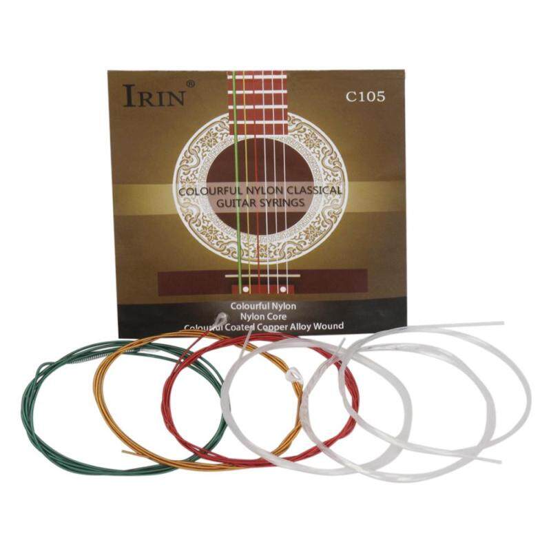 IRIN C105 Colorful Rainbow Acoustic Classical Guitar Strings Nylon Core Colorful Coated Copper Alloy Wound 6pcs Malaysia