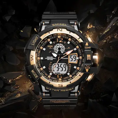 SMAEL Mens Watches Top Brand Luxury Analog Digital Quartz Watch Men Waterproof LED Multifunction Sport Military Watch