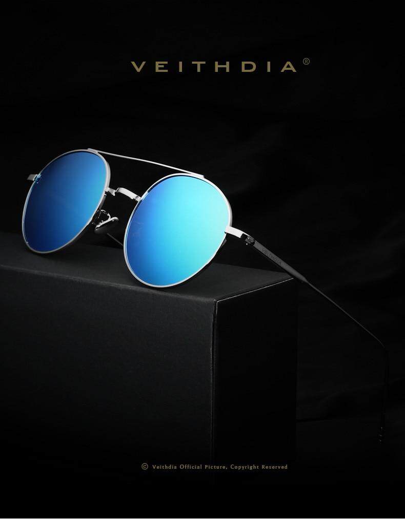 VEITHDIA Brand Designer Fashion Unisex Sun Glasses Polarized Coating Mirror Sunglasses Round Male Eyewear For