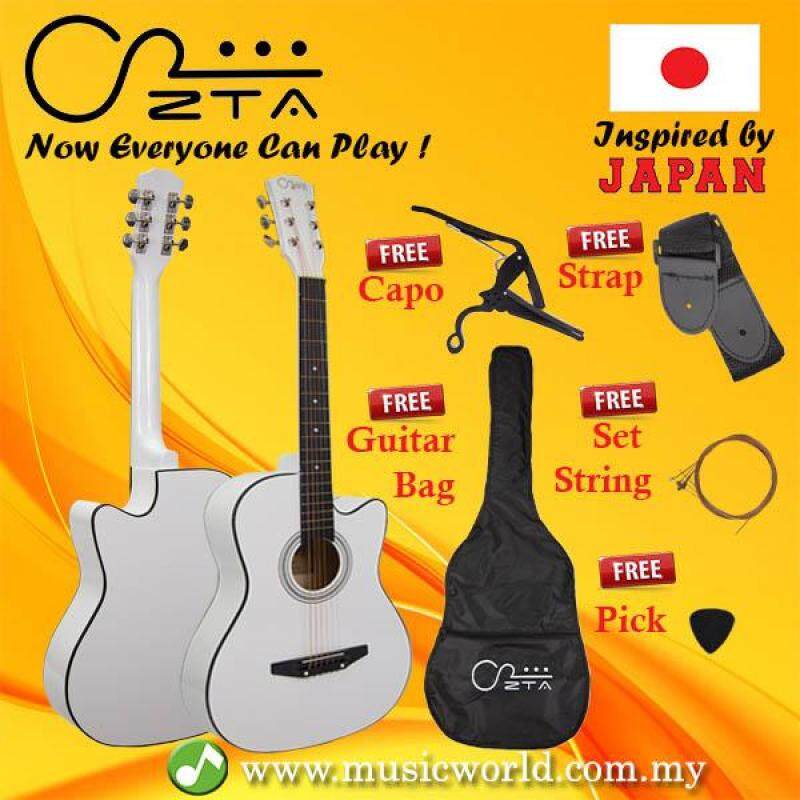 ZTA 38 Inch Acoustic Guitar White Cutaway Starter Pack Folk Guitar Bundle Malaysia