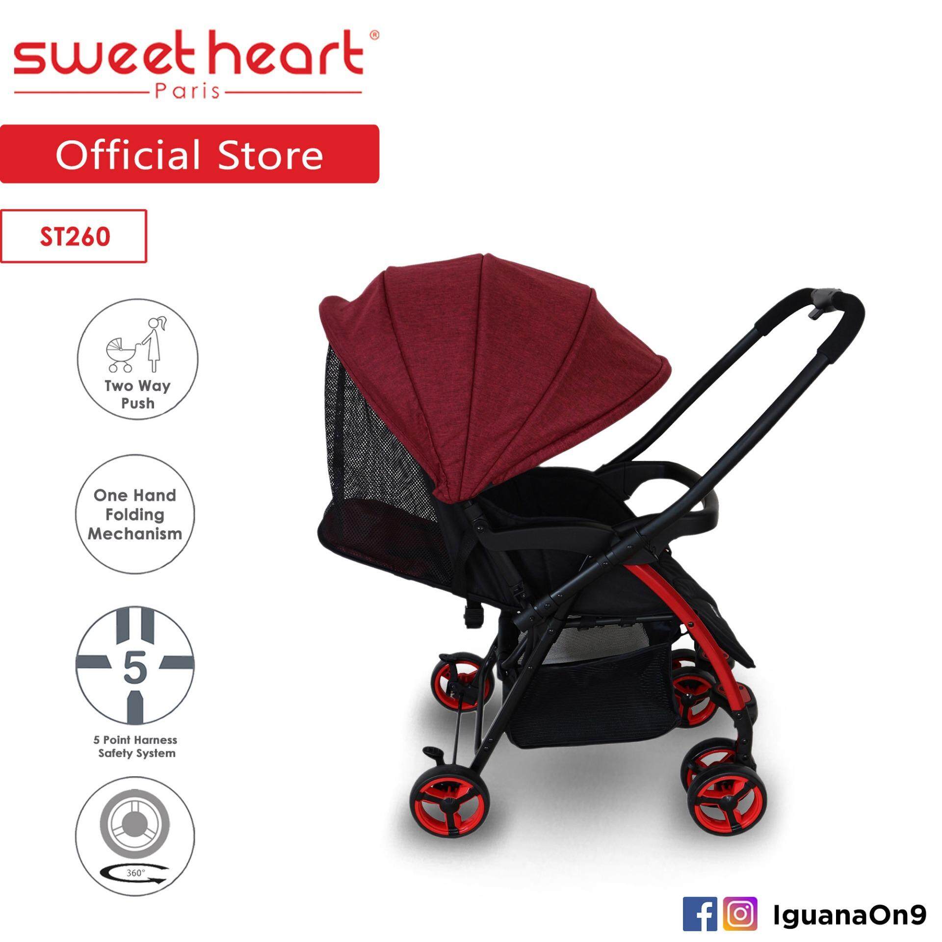 Sweet Heart Paris ST260 Dirt Repellent Stroller (Red) with Reversible One-Handed Folding System
