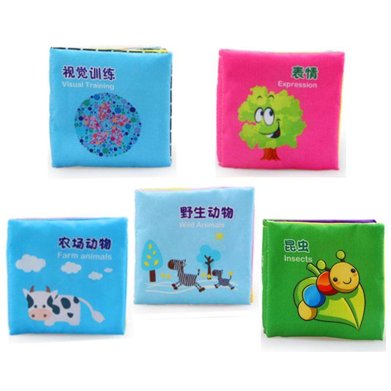 5 Pcs Bilingual Baby Soft Cloth Picture Books: 0-3 years (Set D) Malaysia