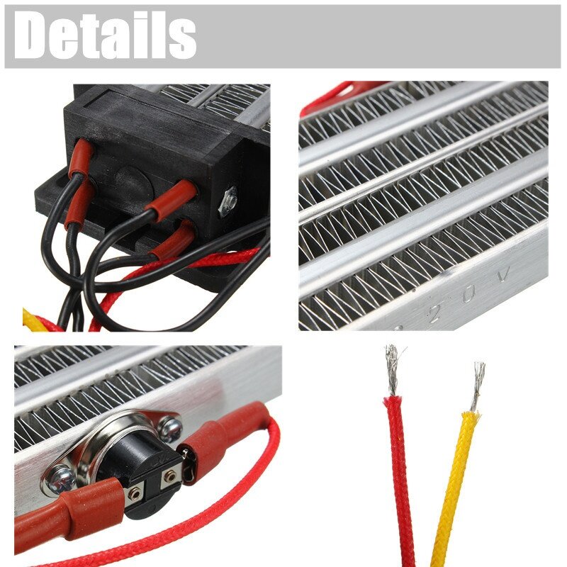New 220V 500W Electric Ceramic Thermostatic Insulated PTC Heating Element Heater