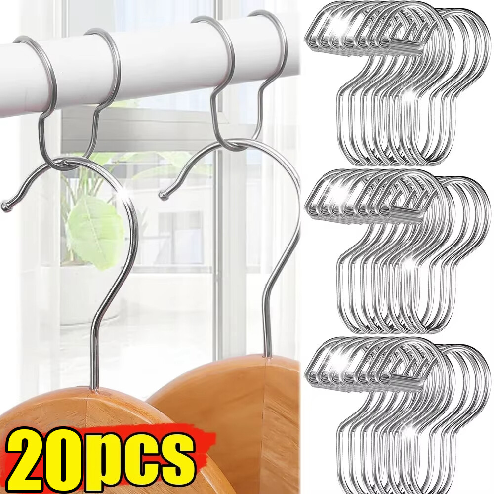20PCS Stainless Steel Hanger Windproof Buckle Anti-slip Fixed Lock Hanger Home Clothes Hanging Organizer Hooks ราคา  4 บาท*ส่งฟรี