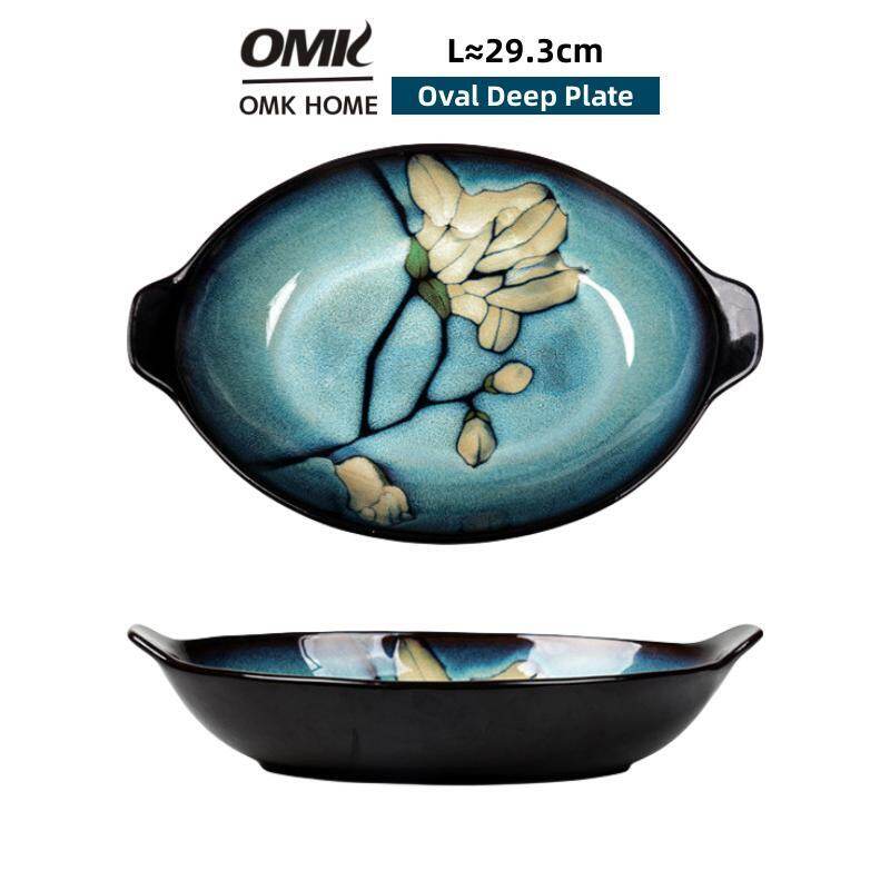 Omk Magnolia loạt thiết kế gốm 12.5 inch hình bầu dục cá tấm