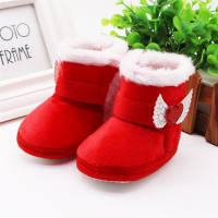 Thorn Tree Baby Cute Plush Flat Shoes Infant Girls Boys Bobbles Bow Non-Slip Soft Sole First Walker Winter Warm Crib Shoes