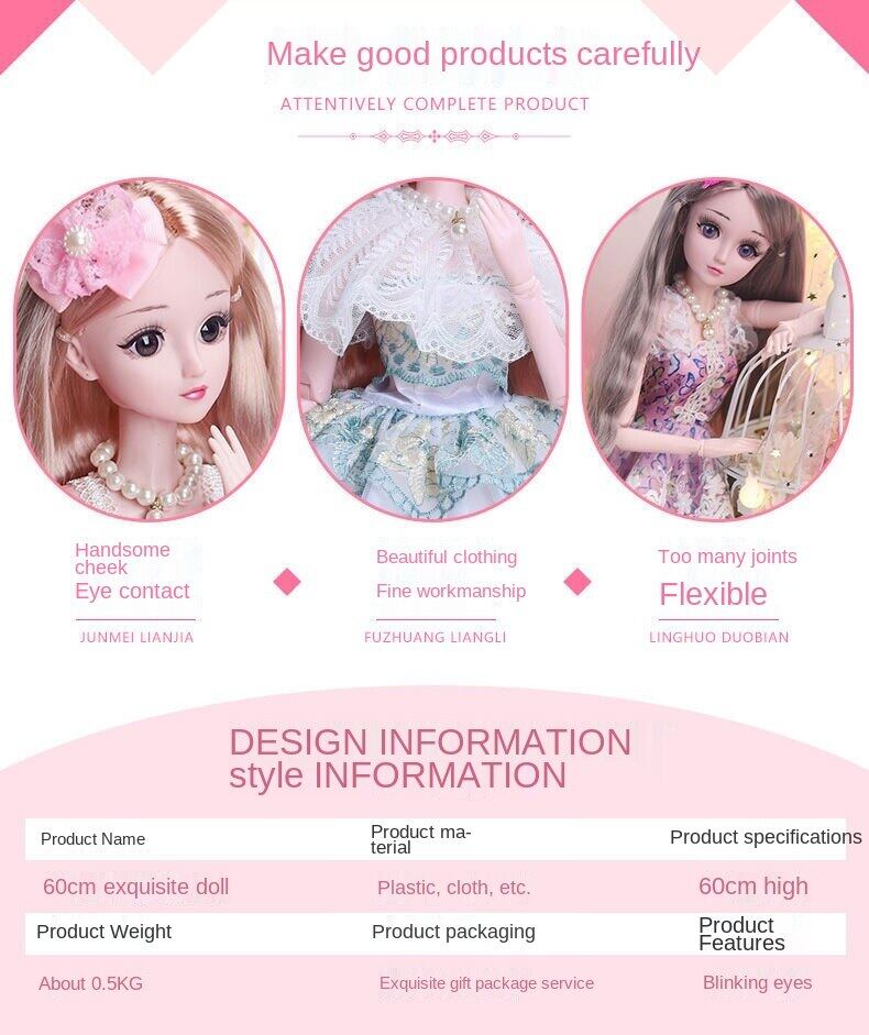 60cm yangyitian Barbie doll queen Princess set single children and girls dressing toys birthday gift