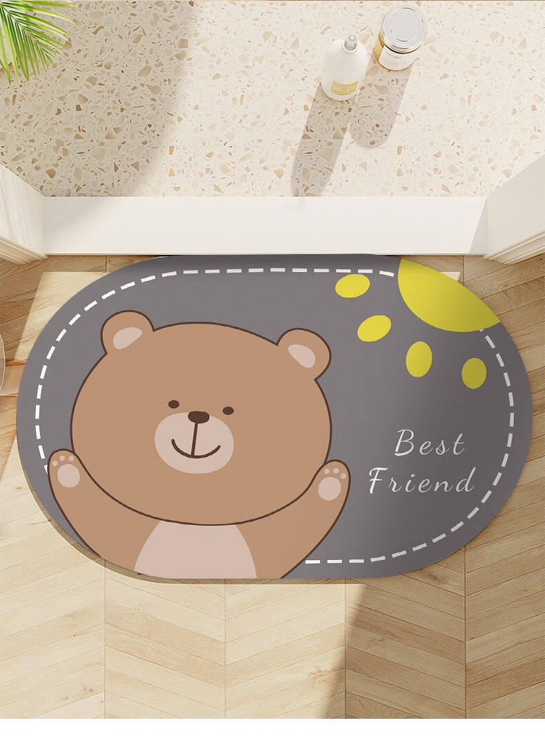 Cartoon hydrophilic pad toilet floor mat diatom ooze soft mat non-slip foot mat bathroom toilet carpet