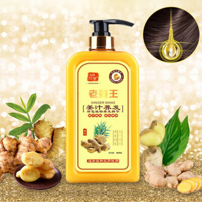 Gambar 500ML Ginger Shampoo Fast Powerful Hair Growth Liquid Old ginger king ginger juice without silicone oil repair dry ranunculus damaged hair loss hair shampoo ancient method herbal formula