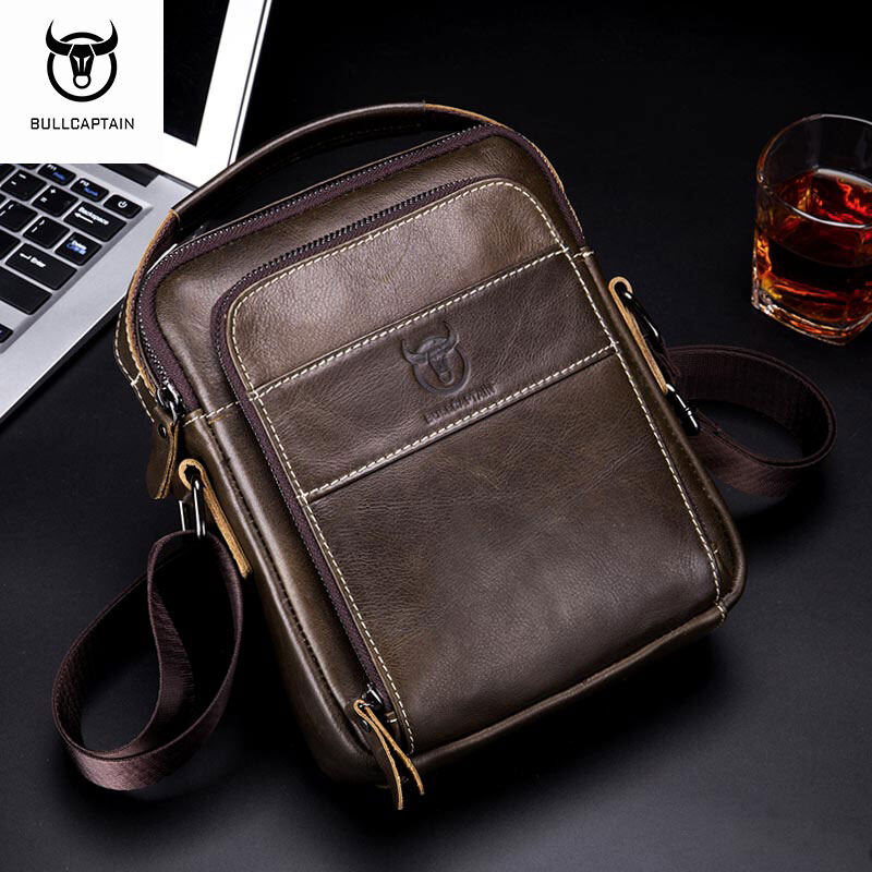 BULLCAPTAIN leather lightweight crossbody bag men's shoulder bag