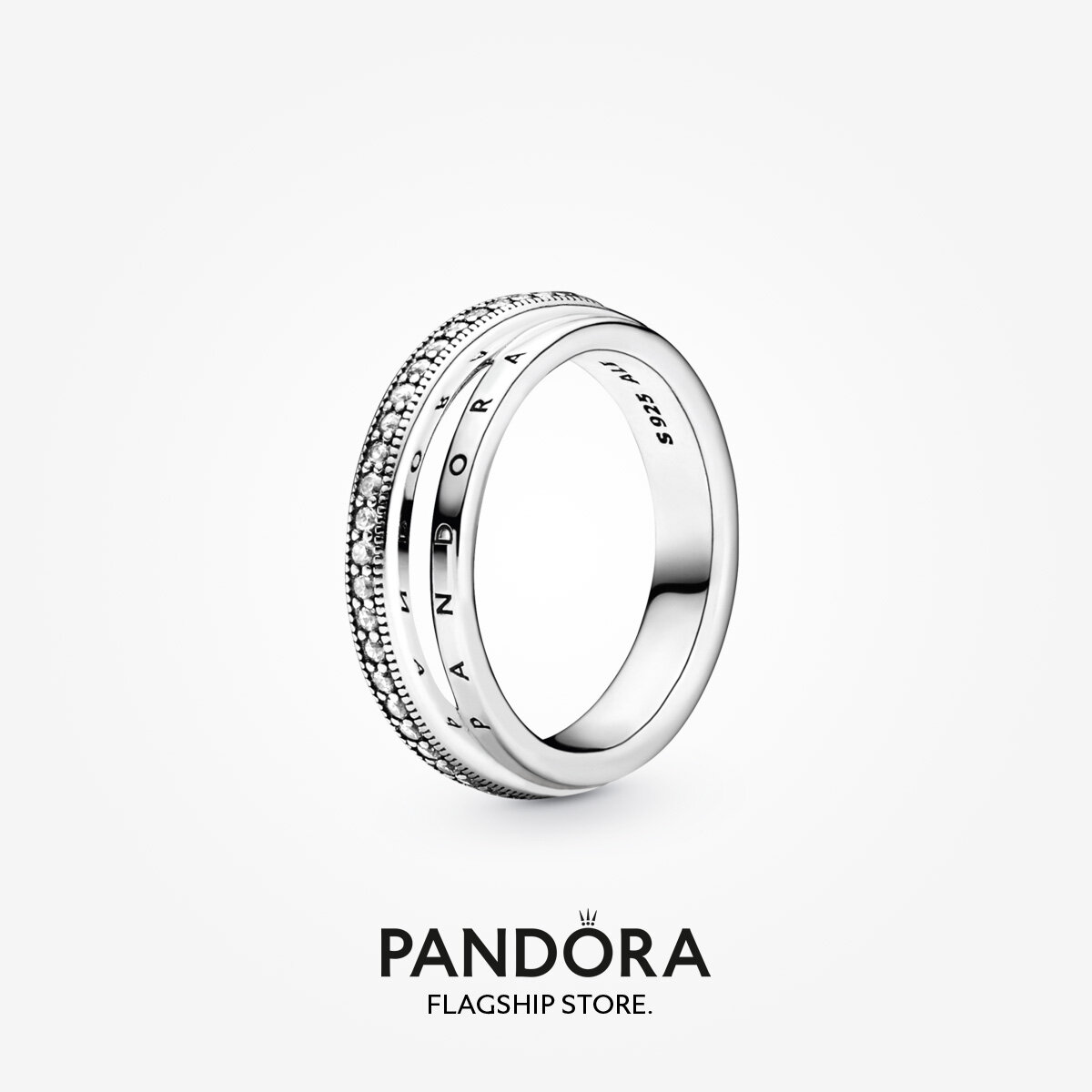 Pandora Triple Band Pavé Snake Chain 