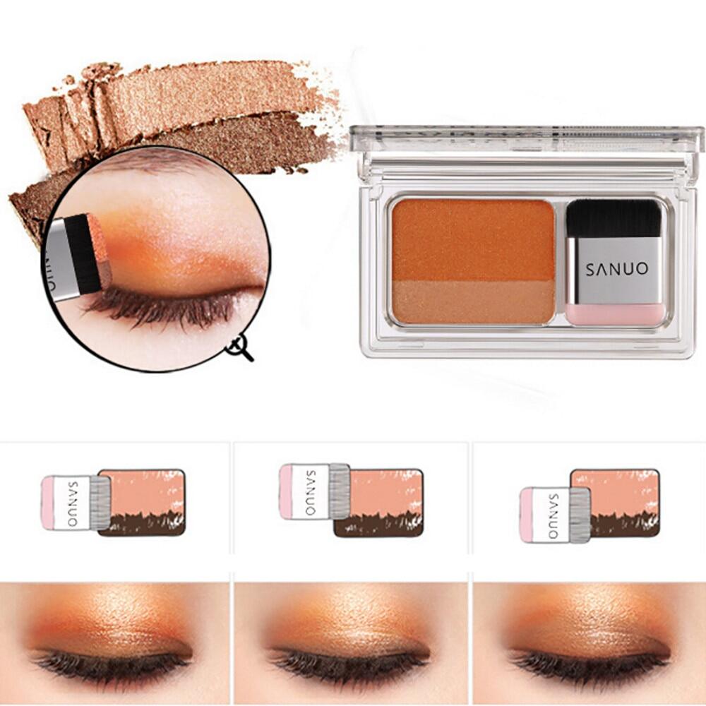 Phấn Mắt Lười 2 Màu VOPRO, Phấn Cầu Vồng Làm Đẹp Lung Linh