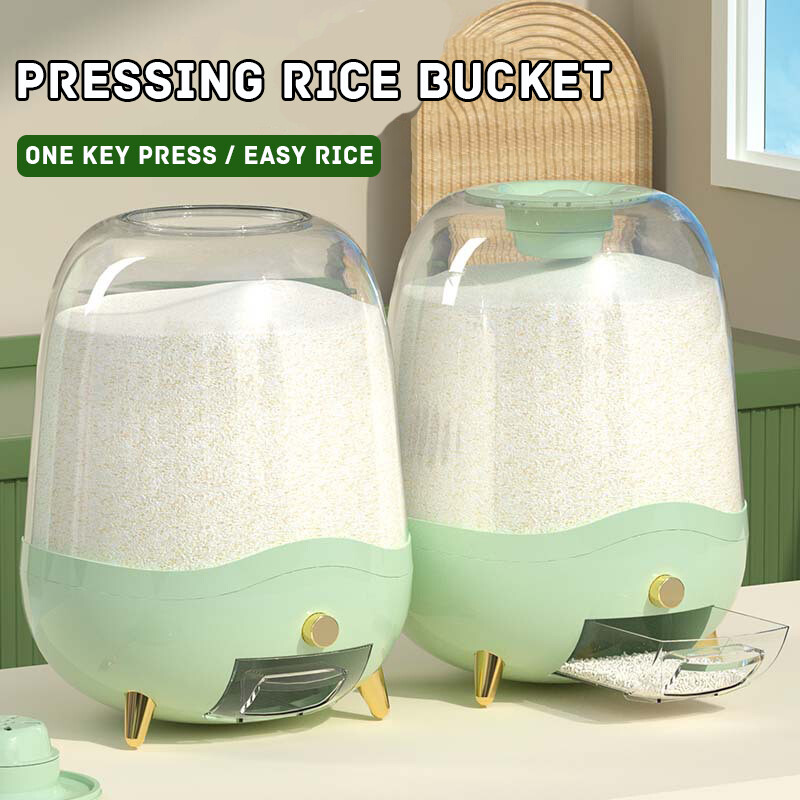 Gambar Food grade Grains Pressed Rice Bucket Household Large capacity 10kg Insect proof Moisture proof Sealed Rice Storage Bucket