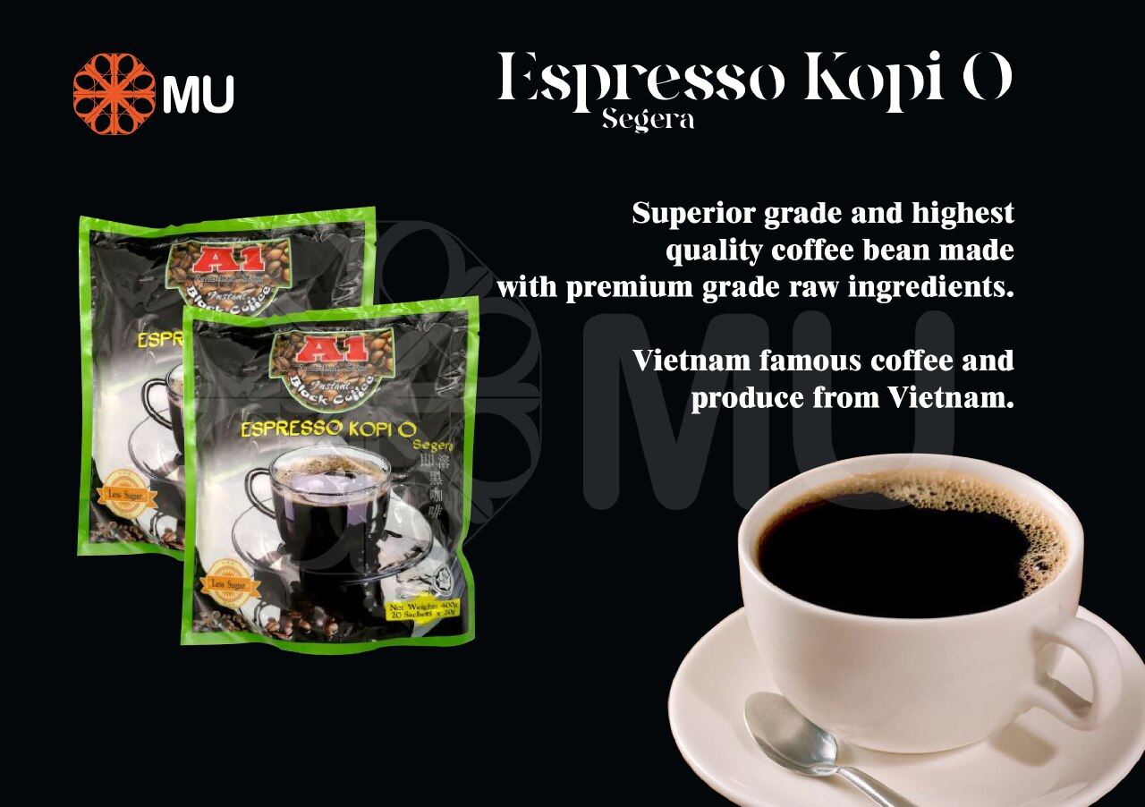 A1 Coffee Espresso Kopi O Segera Instant Black Coffee 咖啡乌袋 20’Sx20g