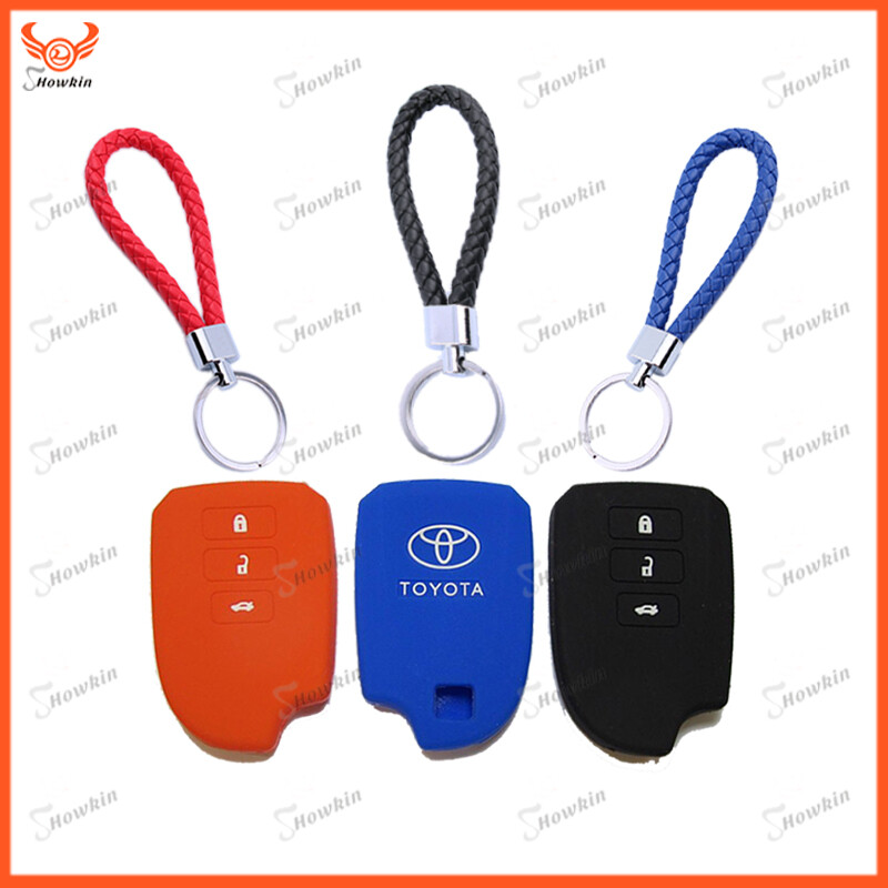 Bọc Chìa Khóa Silicon, Cho Toyota Vios 2014-2018 Keyless Từ Xa, Với Móc Khóa Da